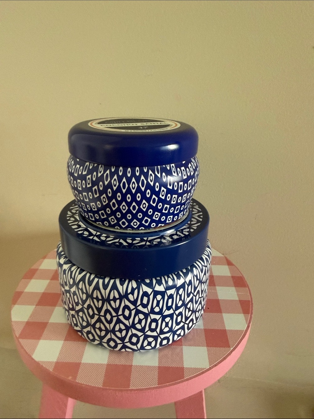 Set two candles Capri Blue Coconut santal  (Blue Color, 8.5 ozMini(3oz)